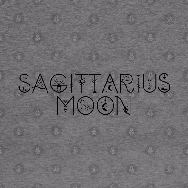 Sagittarius moon sign celestial typography by lilacleopardco